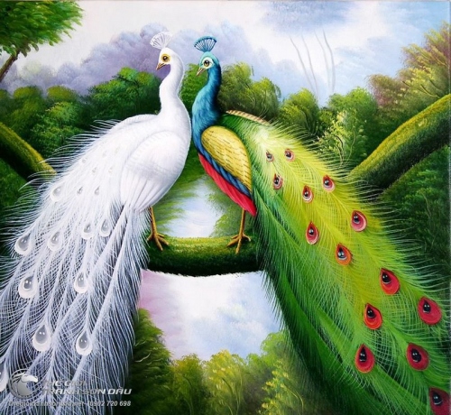 Tranh Đôi Uyên Ương Đậu Trên Cây