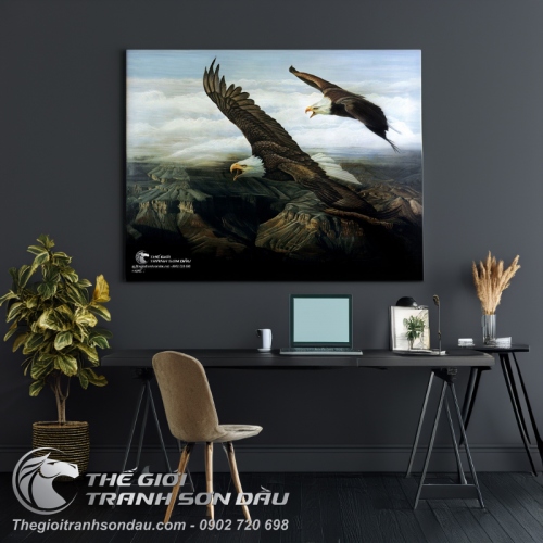 Tranh Hai Con Đại Bàng Bay Lượn