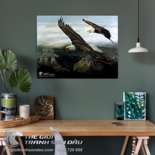 Tranh Hai Con Đại Bàng Bay Lượn