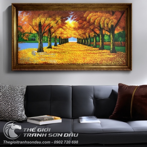 Tranh Hai Hàng Cây Mùa Thu Lá Vàng