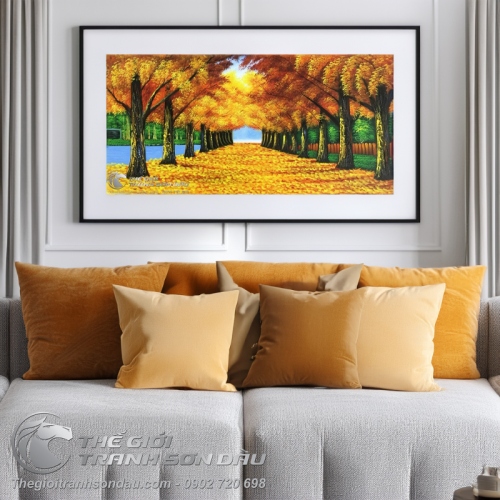 Tranh Hai Hàng Cây Mùa Thu Lá Vàng