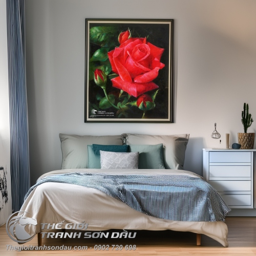 Tranh Hoa Hồng Đỏ Rực Rỡ