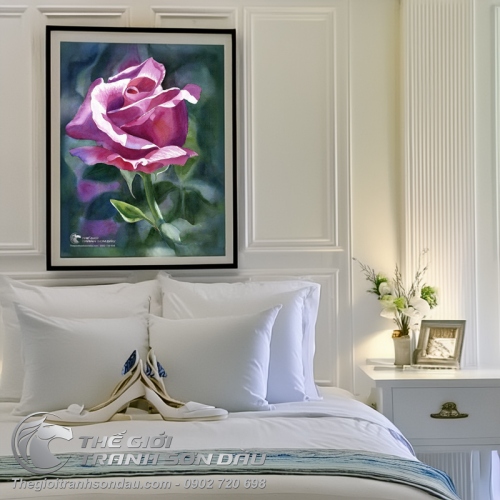 Tranh Hoa Hồng Tím Đẹp Thanh Tao