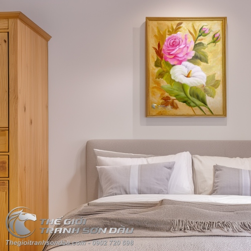 Tranh Hoa Hồng Trắng Đẹp Tinh Tế