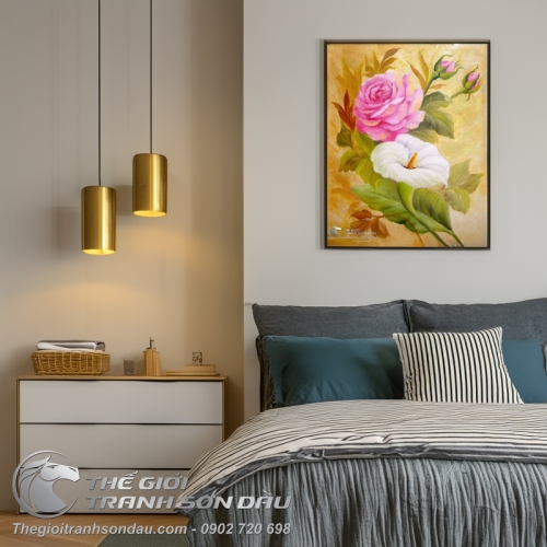 Tranh Hoa Hồng Trắng Đẹp Tinh Tế