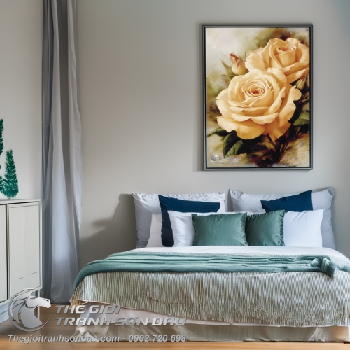 Tranh Hoa Hồng Vàng Nghệ Thuật Đẹp