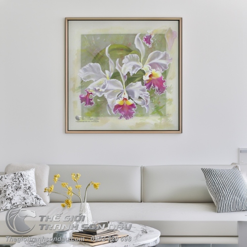 Tranh Hoa Lan Màu Trắng Đua Nở