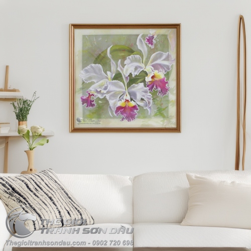 Tranh Hoa Lan Màu Trắng Đua Nở
