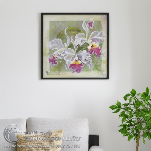 Tranh Hoa Lan Màu Trắng Đua Nở