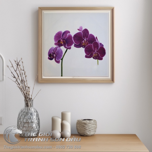 Tranh Hoa Lan Tím Tả Thực