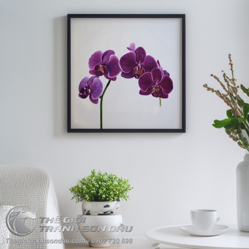 Tranh Hoa Lan Tím Tả Thực