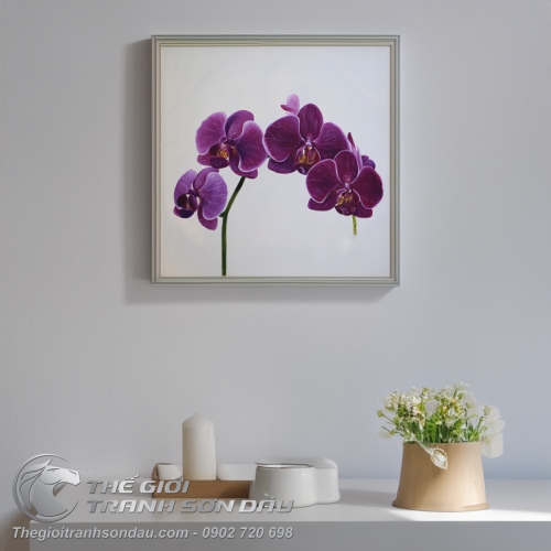 Tranh Hoa Lan Tím Tả Thực