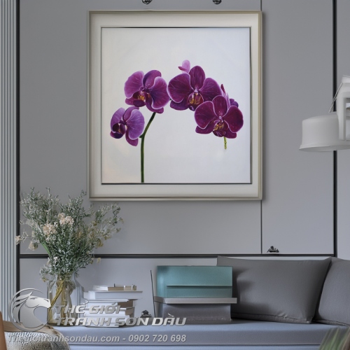 Tranh Hoa Lan Tím Tả Thực