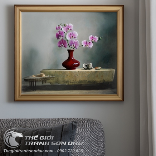 Tranh Hoa Lan Và Hai Vỏ Sò