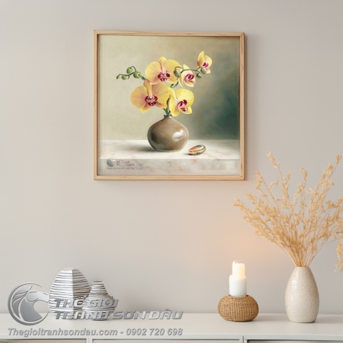 Tranh Hoa Lan Vàng Và Vỏ Ốc