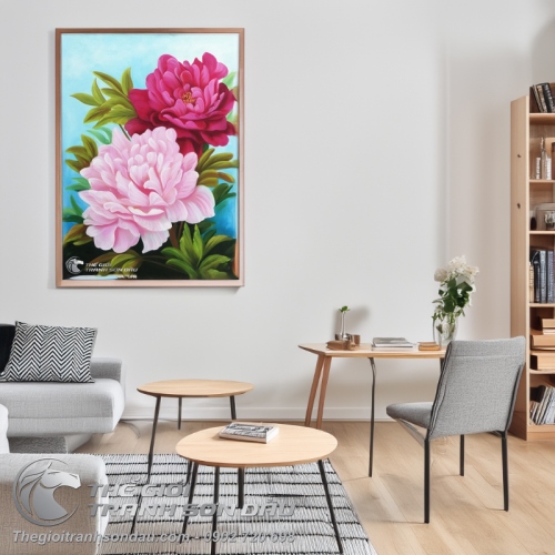 Tranh Hoa Mẫu Đơn Hai Bông