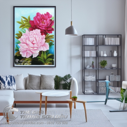 Tranh Hoa Mẫu Đơn Hai Bông