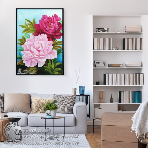 Tranh Hoa Mẫu Đơn Hai Bông