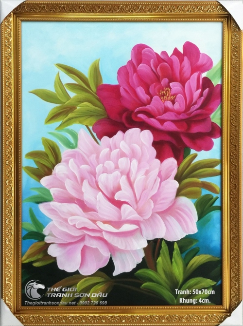 Tranh Hoa Mẫu Đơn Hai Bông