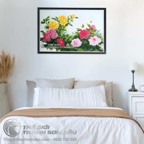 Tranh Hoa Mẫu Đơn Phong Thủy 9 Bông