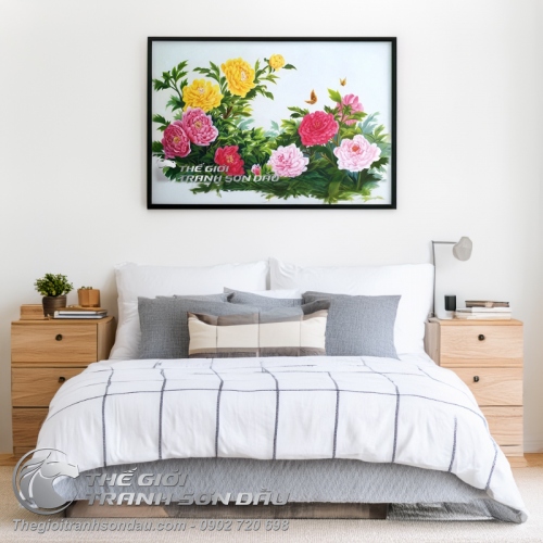 Tranh Hoa Mẫu Đơn Phong Thủy 9 Bông
