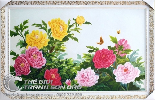 Tranh Hoa Mẫu Đơn Phong Thủy 9 Bông