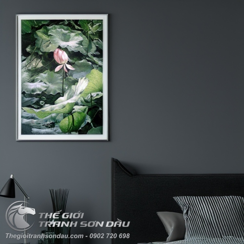 Tranh Hoa Sen Hồng Lá Sen Xanh