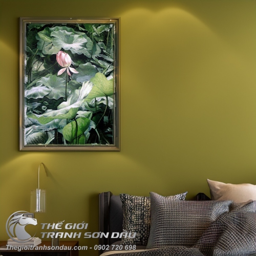 Tranh Hoa Sen Hồng Lá Sen Xanh
