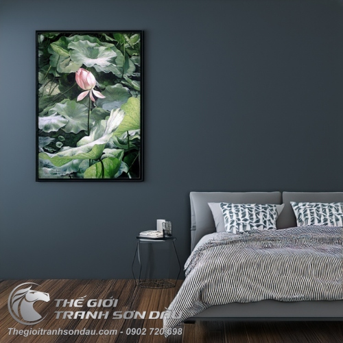 Tranh Hoa Sen Hồng Lá Sen Xanh