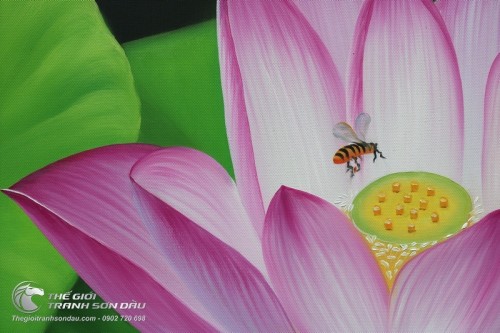 Tranh Hoa Sen Hồng Thanh Khiết