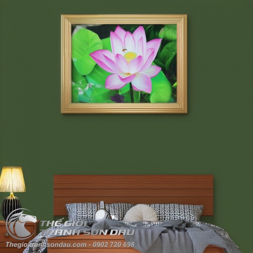 Tranh Hoa Sen Hồng Thanh Khiết