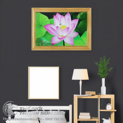 Tranh Hoa Sen Hồng Thanh Khiết