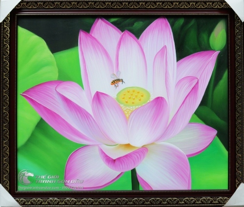 Tranh Hoa Sen Hồng Thanh Khiết