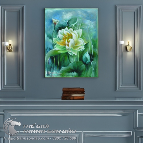 Tranh Hoa Sen Trắng Đẹp Tao Nhã