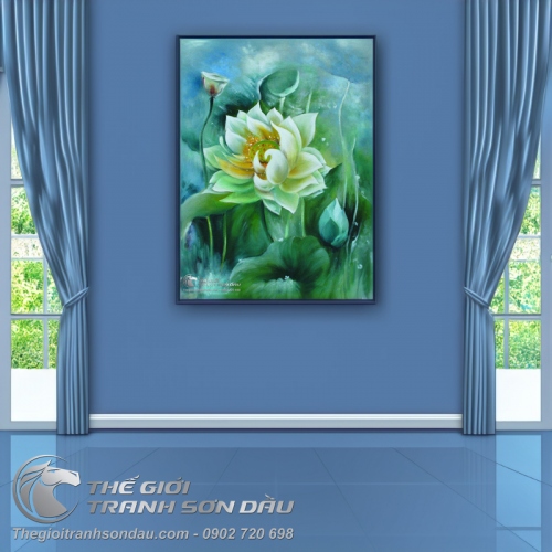 Tranh Hoa Sen Trắng Đẹp Tao Nhã
