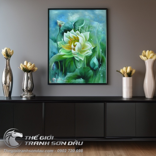 Tranh Hoa Sen Trắng Đẹp Tao Nhã
