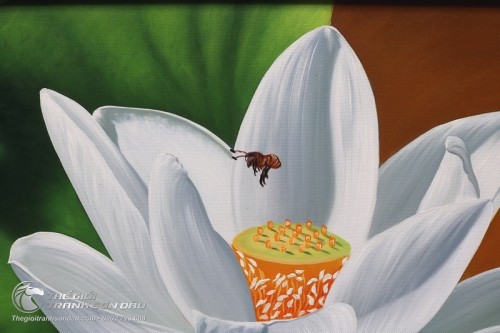 Tranh Hoa Sen Trắng Trong Sáng