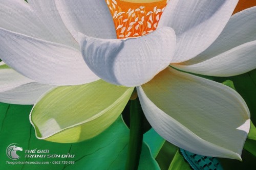 Tranh Hoa Sen Trắng Trong Sáng