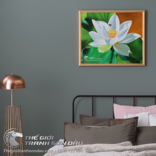 Tranh Hoa Sen Trắng Trong Sáng