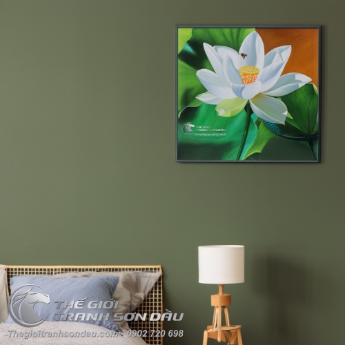 Tranh Hoa Sen Trắng Trong Sáng