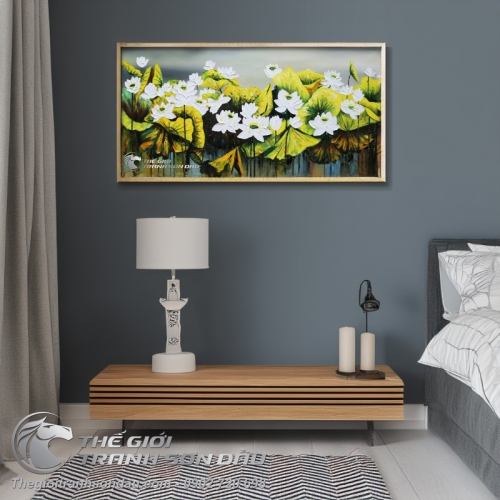 Tranh Hoa Sen Trắng Vẽ Nghệ Thuật