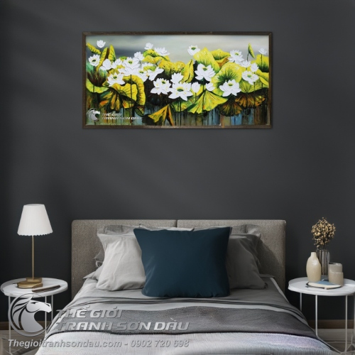 Tranh Hoa Sen Trắng Vẽ Nghệ Thuật