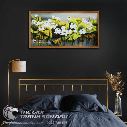 Tranh Hoa Sen Trắng Vẽ Nghệ Thuật