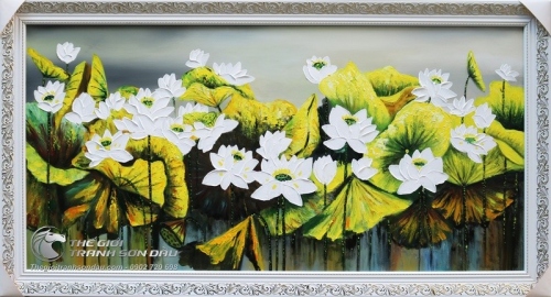 Tranh Hoa Sen Trắng Vẽ Nghệ Thuật