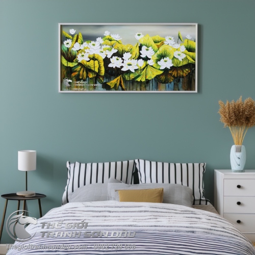 Tranh Hoa Sen Trắng Vẽ Nghệ Thuật