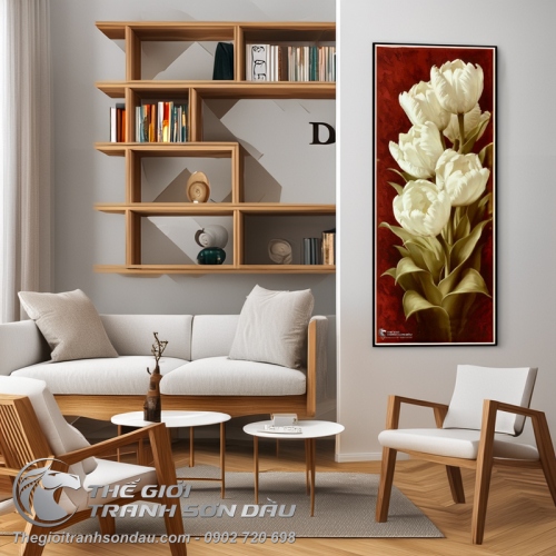 Tranh Hoa Tulip Màu Trắng