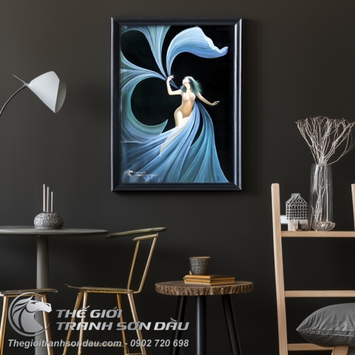 Tranh Khỏa Thân Cô Gái Bay Cùng Dải Lụa