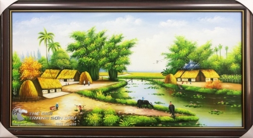 Tranh Làng Quê Việt Nam Vẽ Sơn Dầu