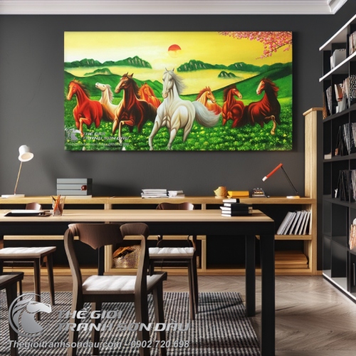 Tranh Mã Đáo Thành Công Bát Mã Trên Thảo Nguyên