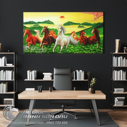 Tranh Mã Đáo Thành Công Bát Mã Trên Thảo Nguyên